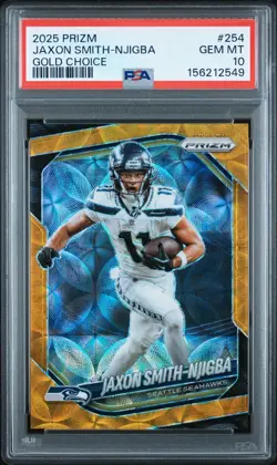 2025 PANINI PRIZM JAXON SMITH-NJIGBA GOLD CHOICE /10 PSA 10 #254 SEAHAWKS - Image 1