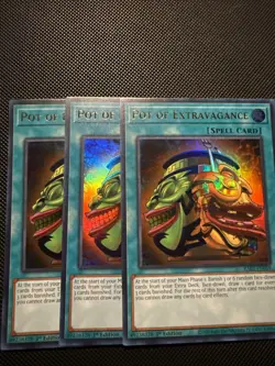 YUGIOH POT OF EXTRAVAGANCE ULTRA RARE 1ST Ed X3 RA01-EN059 Play set - Image 1