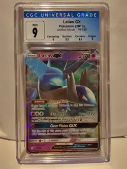 2019 Pokemon Sun & Moon Unified Minds 78/236 CGC Mint 9, Latios GX - Image 1