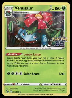 Pokemon Cards Venusaur 003/078 Holo Pokemon GO Holo Rare LP - Image 1
