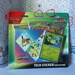 Pokemon Prismatic Evolutions 3 Booster Packs Tech Sticker Leafeon Promo - Image 1