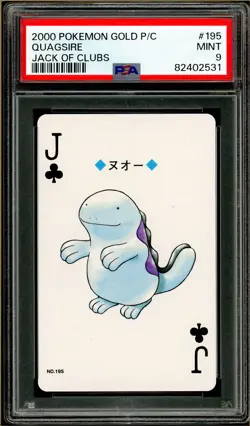 Pokemon - Guagsire Jack of Clubs, Gold Ho-oh Back Poker Deck #195 PSA 9 - Image 1