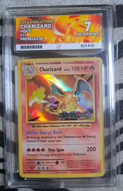 Pokemon TCG XY Evolutions 2016 Charizard PRERELEASE HOLO, Graded ACE 7 RARE - Image 1