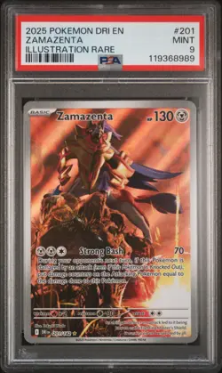 2025 POKEMON DRI EN-DESTINED RIVALS ILLUSTRATION RARE #201 ZAMAZENTA PSA 9 - Image 1