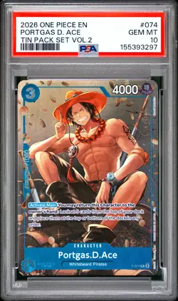 PORTGAS D. ACE 074 TIN PACK SET VOL.2 ONE PIECE PROMOS ONE PIECE PSA 10 - Image 1