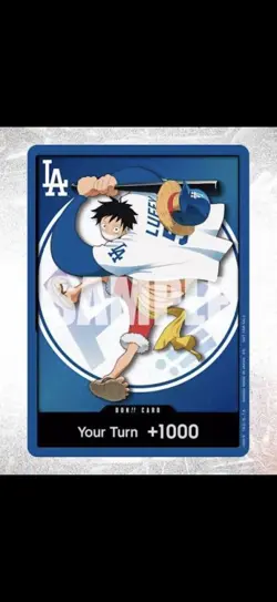 PRESALE ONE PIECE X DODGERS PROMO MONKEY D LUFFY DON CARD CARD ONLY SHIPS 7/4/26 - Image 1