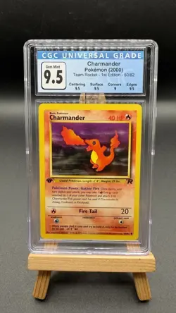 Pokemon TCG Team Rocket Charmander 1st Edition Card 50/82 WOTC Vintage CGC 9.5 - Image 1