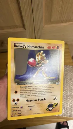 Pokemon English 2003 Rocket's Hitmonchan Jumbo Oversized Winner Best Promo Card - Image 1