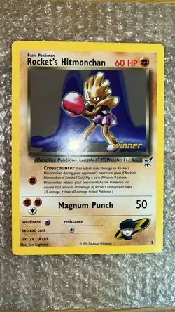 Pokemon English 2003 Rocket's Hitmonchan Jumbo Oversized Winner Best Promo Card - Image 3