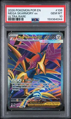 Pokemon TCG Holo Ultra Rare Full Art Mega Skarmory PSA 10 - Image 1