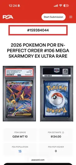 Pokemon TCG Holo Ultra Rare Full Art Mega Skarmory PSA 10 - Image 3