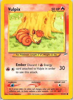 Vulpix 91/105 Common Neo Destiny Pokemon Unlimited Heavily Played - Image 1