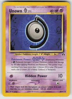 Unown [D] 47/75 Uncommon Neo Discovery Pokemon Unlimited Moderately Played - Image 1