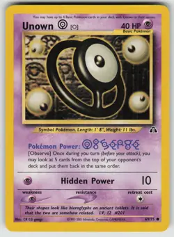 Unown [O] 69/75 Common Neo Discovery Pokemon Unlimited Moderately Played - Image 1