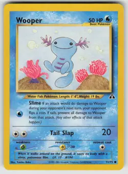 Wooper 71/75 Common Neo Discovery Pokemon Unlimited Moderately Played - Image 1