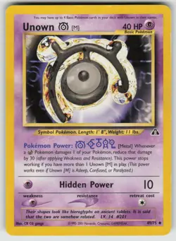 Unown [M] 49/75 Uncommon Neo Discovery Pokemon Unlimited Moderately Played - Image 1