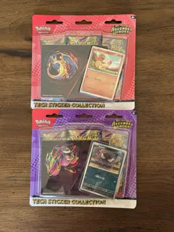 Pokemon 2x Ascended Heros Charmander & Gastly Tech Sticker Collection New Sealed - Image 2