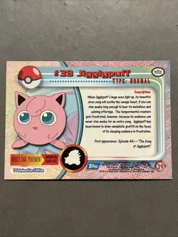 1999 Topps Pokemon TV Animation Edition Series Jigglypuff #39 - Image 2