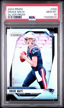 2024 Panini Prizm Football Drake Maye Silver PSA 10 #329 Rookie Card - Image 1