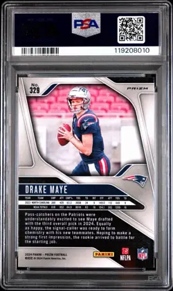 2024 Panini Prizm Football Drake Maye Silver PSA 10 #329 Rookie Card - Image 2