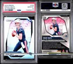 2024 Panini Prizm Football Drake Maye Silver PSA 10 #329 Rookie Card - Image 3