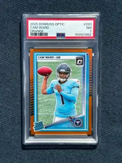 Cam Ward 2025 Panini Donruss Optic #293 Orange Prizm Rated Rookie /299 PSA 7 - Image 1