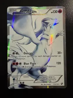 Reshiram 113 Full Art Black White Base Set Heavy Play - Image 1
