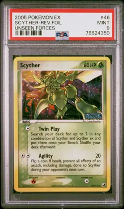 Scyther Reverse Holo 46/115 Unseen Forces Pokemon PSA 9 - Image 1