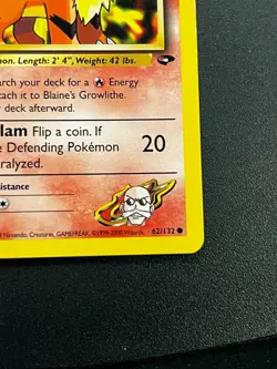Blaine's Growlithe 62/132 - Gym Challenge Vintage Pokemon TCG Card LP - Image 3