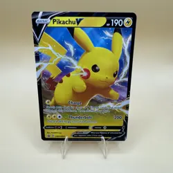 Pikachu V SWSH061 Sword & Shield Black Star Promo Holo Pokemon Card DMG - Image 1