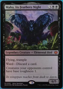 Maha, Its Feathers Night FOIL Bloomburrow NM Mythic Rare CARD (521114) ABUGames - Image 1