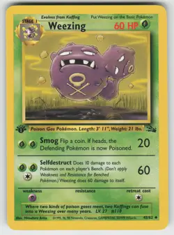 Pokemon 1st Edition Weezing Uncommon 1st Edition Fossil 45/62 NM - Image 1