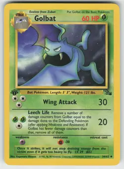 Pokemon 1st Edition Golbat Uncommon Fossil 34/62 NM - Image 1