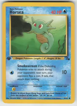 Pokemon 1st Edition Horsea Common Fossil 49/62 NM - Image 1