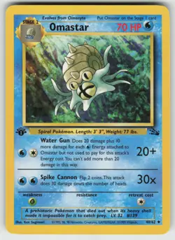 Pokemon 1st Edition Omastar Uncommon Fossil 40/62 NM - Image 1