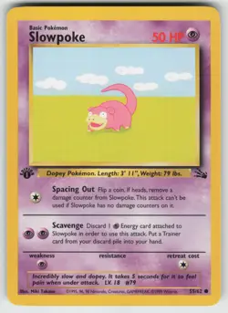 Pokemon 1st Edition Slowpoke Common Fossil 55/62 NM - Image 1