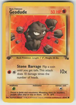 Pokemon 1st Edition Geodude Common Fossil 47/62 NM - Image 1