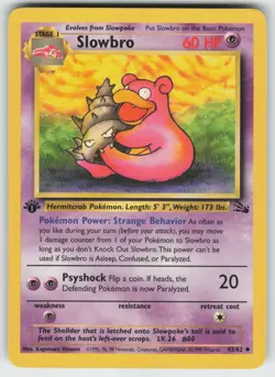 Pokemon 1st Edition Slowbro Uncommon Fossil 43/62 NM - Image 1