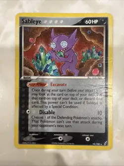 Pokemon TCG Sableye EX Crystal Guardians 10/100 Holo Holo Rare 2006 - HP/DAMAGED - Image 1