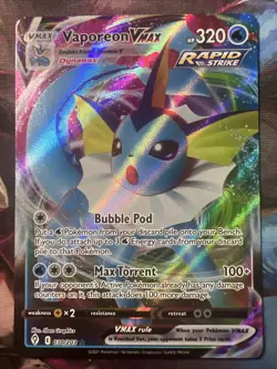 Pokemon TCG Vaporeon VMAX 030/203 SWSH07: Evolving Skies Holo NM - Image 1