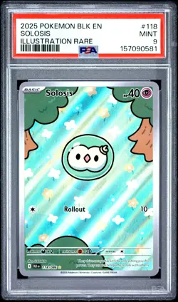 2025 Pokemon Black Bolt 118 Solosis PSA 9 157090581 - Image 1