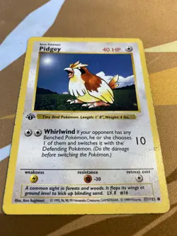 Pokemon Base Set Pidgey 57/102 - Common 1st Edition Shadowless MP - Image 3
