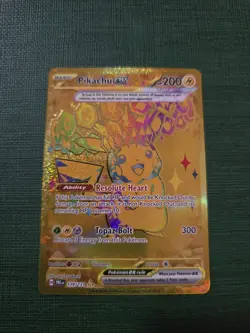 Pokemon TCG Prismatic Evolutions Pikachu EX Gold Hyper Rare Card 179/131 - Image 1