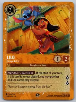 Disney Lorcana Lilo Escape Artist 25/P2 Gold Glitter Foil Promo Azurite Sea - Image 1