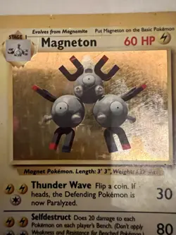 Pokemon Magneton Rare Holo Vintage Base Set WOTC TCG Trading Card Damaged 9/102 - Image 2