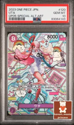 PSA10 One Piece Card Game Japanese Uta Special Art Secret Parallel R OP02-120 - Image 1