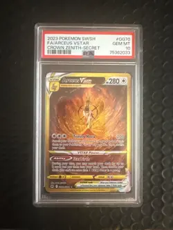 Graded Pokemon TCG Arceus VSTAR GG70/GG70 Gold Crown Zenith PSA 10 Gem Mint - Image 1