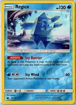 Pokemon Card - Regice Celestial Storm 45/168 2018 Rare Reverse Holo Near Mint - Image 1