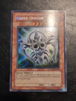 Yu-Gi-Oh! SECRET RARE HOLO CARD GREED QUASAR CRMS-EN098 VLP - Image 1