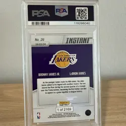 PSA 10 LeBron & Bronny James 2024 Panini Instant #26 Father/Son Duo - Lakers - Image 2